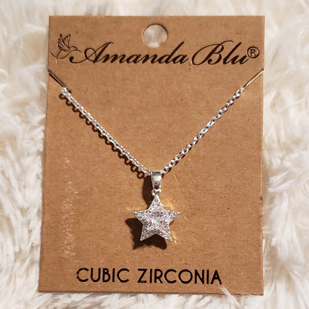BNWT Silver Amanda Blue Star Necklace